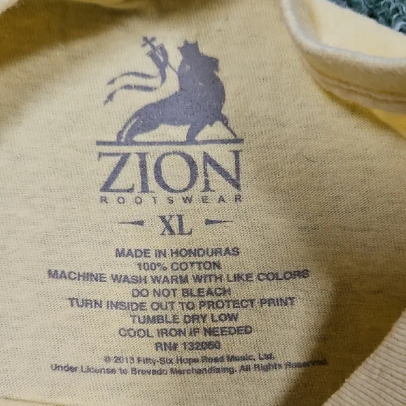Zion Rootswear Bob Marley Tee - Light Yellow - Picture 2 of 3